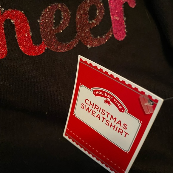 Holiday Time "Here for the Cheer" Size Med Long Sleeve Festive Sweatshirt NWT - Picture 4 of 5